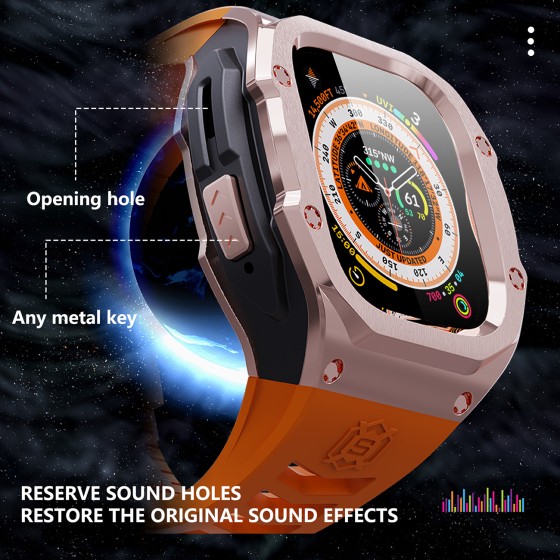 S SHELLBOX New Design Luxury Shockproof 316 Stainless Steel Watch Case For Apple Watch Ultra 49mm With Silicon Watchband